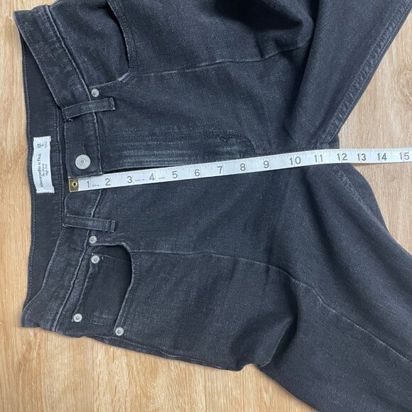 ABERCROMBIE & FITCH JEANS HIGH RISE FRONT SEAM SLIT SIZE 28 SKINNY BLACK GRUNGE - Picture 11 of 12